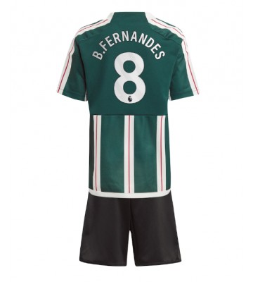 Manchester United Bruno Fernandes #8 Vieras Pelipaita Lasten 2023-24 Lyhyet Hihat (+ Lyhyet housut)